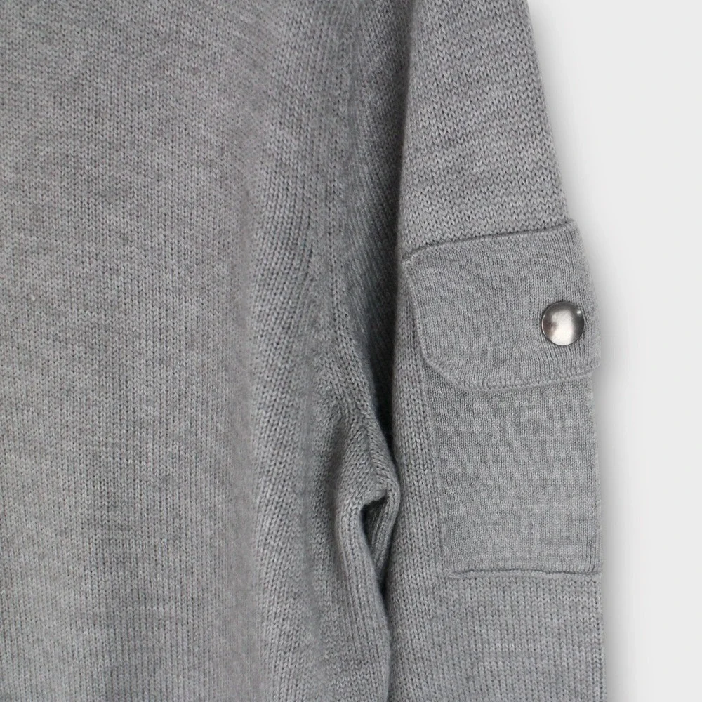 Banana Republic Grey Italian Yarn 1/4 Zip Mock Neck Sweater Men's Size Large‎